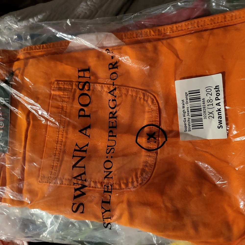 Swankaposh 2X (18/20) Superga High waist stretch Jeans~Orange - Picture 8 of 8
